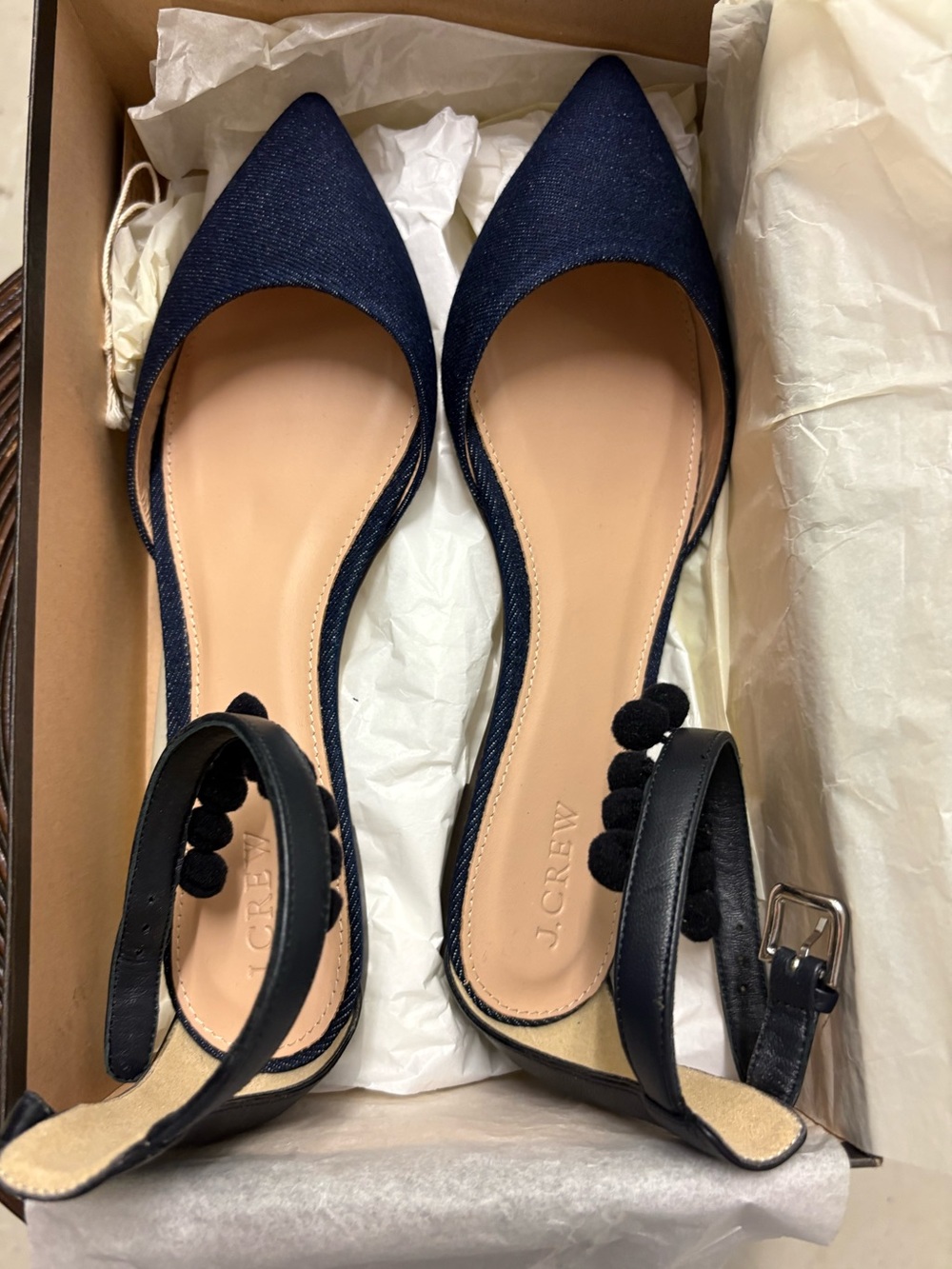 J. Crew Pom-Pom Flats. Size 9. New.